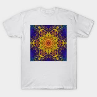 Digital Mandala Yellow Blue and Purple T-Shirt